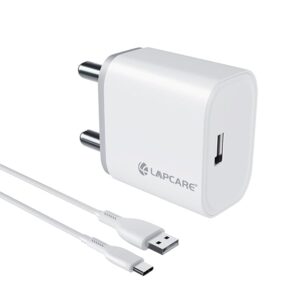 LAPCARE  2.4A 12W Mobile Charger, Comes with 1M Type-C Cable
