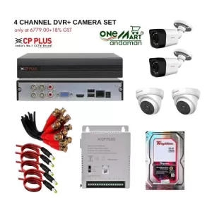 CP PLUS 4 Channel HD DVR with 4 nos 2.4MP wired camera compete set