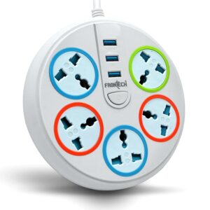 FRONTECH Power Connector with 3 USB Ports 5 Universal Sockets(3545 - Multicolor)